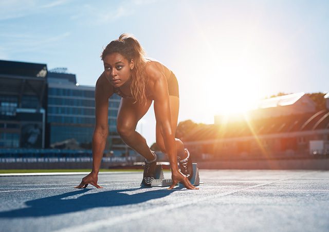 Girl athlete preparing for a run