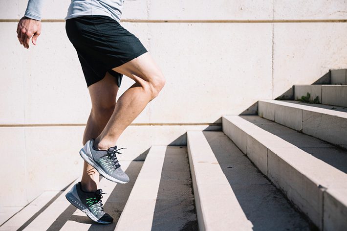 Man running on stairs