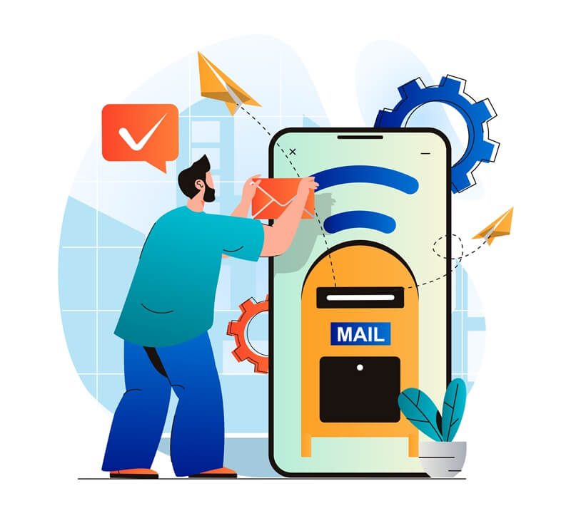 Illustration of mobile email inbox